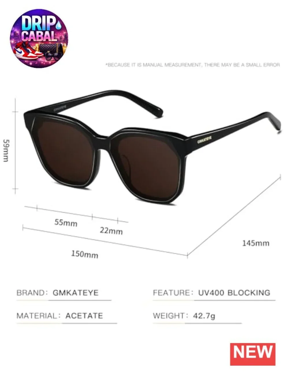 Oversized Square Acetate Sunglasses UV Protection Fashion Shades